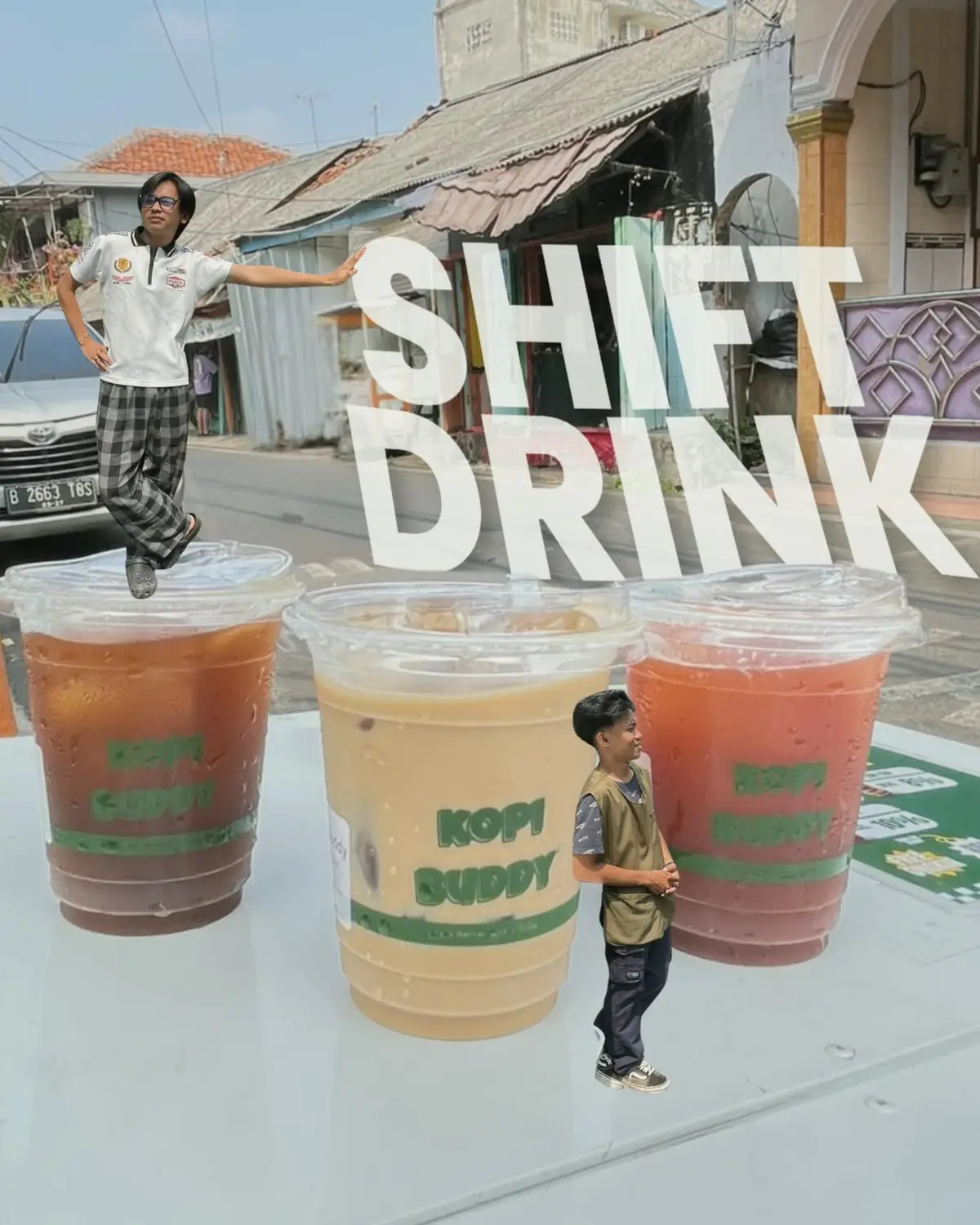 Minuman di shift gerobak KopiBuddy
